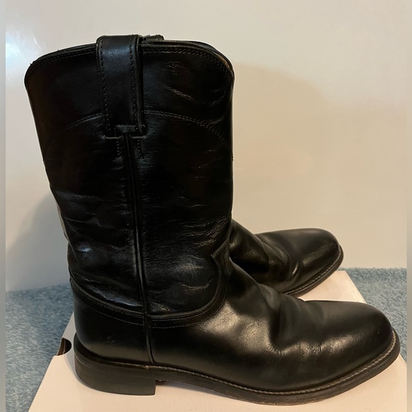 Justin L3703 Ladies Classic Roper Boot Black Kipskin Cowhide Foot Roper Toe - Picture 11 of 12